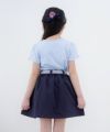 子供服 女の子 ボーダー柄リボンつきカラーツイルスカート ネイビー(06) モデル画像4