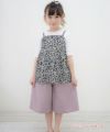 子供服 女の子 綿100％音符刺繍６分丈ガウチョパンツ ピンク(02) モデル画像全身