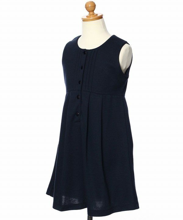 子供服 女の子 ダブルニットギャザーワンピース ネイビー(06) トルソー斜め