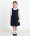 子供服 女の子 ダブルニットギャザーワンピース ネイビー(06) モデル画像2