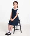 子供服 女の子 ダブルニットギャザーワンピース ネイビー(06) モデル画像2