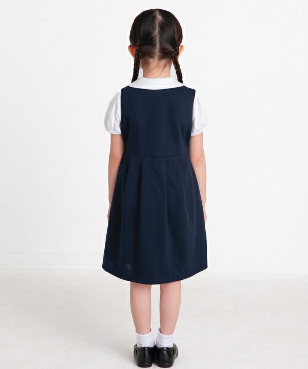 子供服 女の子 ダブルニットギャザーワンピース ネイビー(06) モデル画像2