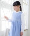 子供服 女の子 ダブルニット音符刺繍ワンピース ブルー(61) モデル画像3