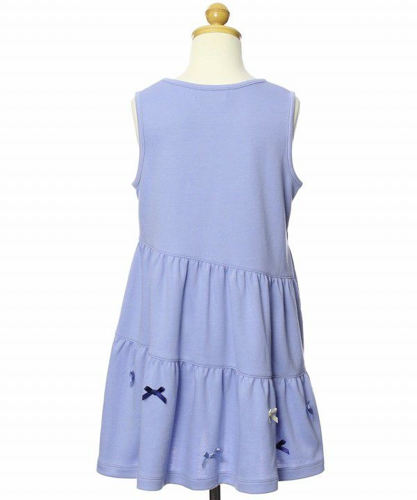 子供服 女の子 ダブルニットリボン付きワンピース ブルー(61) トルソー背面