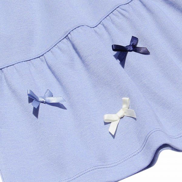 子供服 女の子 ダブルニットリボン付きワンピース ブルー(61) デザインポイント1