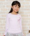 子供服 女の子 リボン＆チュールフリルつきＴシャツ ピンク(02) モデル画像アップ