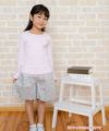 子供服 女の子 リボン＆チュールフリルつきＴシャツ ピンク(02) モデル画像全身