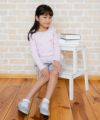 子供服 女の子 リボン＆チュールフリルつきＴシャツ ピンク(02) モデル画像2