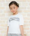 子供服 女の子 綿100％ストライプ柄フリル＆リボンつきＴシャツ ブラック(00) モデル画像アップ