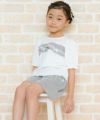 子供服 女の子 綿100％ストライプ柄フリル＆リボンつきＴシャツ ブラック(00) モデル画像2