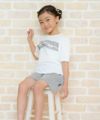 子供服 女の子 綿100％ストライプ柄フリル＆リボンつきＴシャツ ブラック(00) モデル画像3