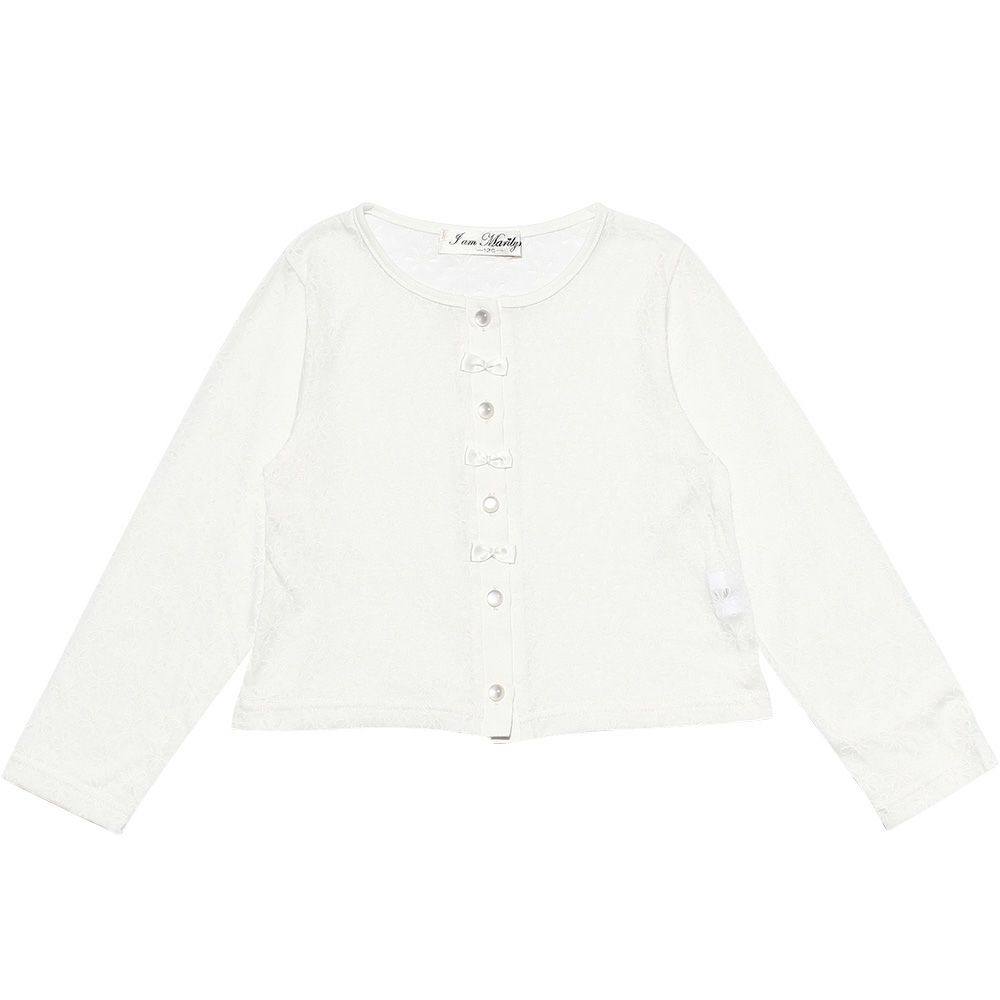 ベビー服 女の子 パール加工花柄カーディガン オフホワイト(11) 正面