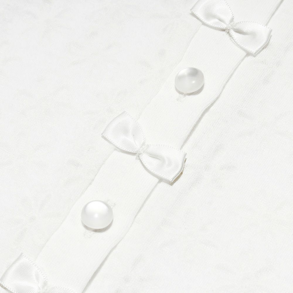 ベビー服 女の子 パール加工花柄カーディガン オフホワイト(11) デザインポイント1