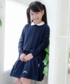 子供服 女の子 ダブルニット襟付きカーディガン ネイビー(06) モデル画像2