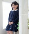 子供服 女の子 ダブルニット襟付きカーディガン ネイビー(06) モデル画像3