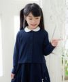 子供服 女の子 ダブルニット襟付きカーディガン ネイビー(06) モデル画像4