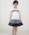 子供服 女の子 ギンガムチェック柄×音符プリントスカート ブラック(00) モデル画像全身