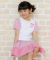 子供服 女の子 ストライプ柄リボン付きスカート ピンク(02) モデル画像1