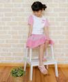 子供服 女の子 ストライプ柄リボン付きスカート ピンク(02) モデル画像2
