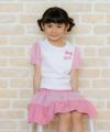 子供服 女の子 ストライプ柄リボン付きスカート ピンク(02) モデル画像4