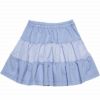 子供服 女の子 ストライプ柄リボン付きスカート ブルー(61) 正面