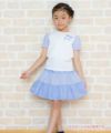 子供服 女の子 ストライプ柄リボン付きスカート ブルー(61) モデル画像全身