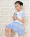 子供服 女の子 ストライプ柄リボン付きスカート ブルー(61) モデル画像1