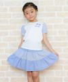 子供服 女の子 ストライプ柄リボン付きスカート ブルー(61) モデル画像4