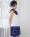 子供服 女の子 日本製綿100％ドット柄キュロットパンツ ネイビー(06) モデル画像1