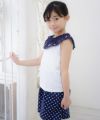 子供服 女の子 日本製綿100％ドット柄キュロットパンツ ネイビー(06) モデル画像3