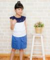 子供服 女の子 日本製綿100％ドット柄キュロットパンツ ブルー(61) モデル画像全身