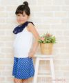 子供服 女の子 日本製綿100％ドット柄キュロットパンツ ブルー(61) モデル画像1