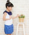 子供服 女の子 日本製綿100％ドット柄キュロットパンツ ブルー(61) モデル画像3