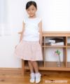 子供服 女の子 日本製綿100％花柄リボン付きスカート ピンク(02) モデル画像全身