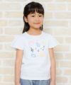 子供服 女の子 綿100％音符＆貝殻プリントTシャツ オフホワイト(11) モデル画像アップ