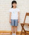 子供服 女の子 綿100％音符＆貝殻プリントTシャツ オフホワイト(11) モデル画像全身