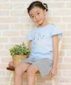 子供服 女の子 綿100％音符＆貝殻プリントTシャツ ブルー(61) モデル画像1