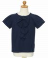 子供服 女の子 綿100％リボン風フリルデザインTシャツ ネイビー(06) トルソー正面