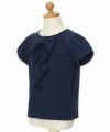 子供服 女の子 綿100％リボン風フリルデザインTシャツ ネイビー(06) トルソー斜め