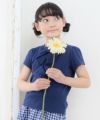 子供服 女の子 綿100％リボン風フリルデザインTシャツ ネイビー(06) モデル画像1