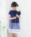 子供服 女の子 綿100％リボン風フリルデザインTシャツ ネイビー(06) モデル画像4
