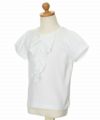 子供服 女の子 綿100％リボン風フリルデザインTシャツ オフホワイト(11) トルソー斜め