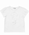 子供服 女の子 綿100％リボン風フリルデザインTシャツ オフホワイト(11) 正面
