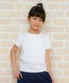 子供服 女の子 綿100％リボン風フリルデザインTシャツ オフホワイト(11) モデル画像アップ
