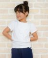 子供服 女の子 綿100％リボン風フリルデザインTシャツ オフホワイト(11) モデル画像4