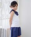 子供服 女の子 綿100％音符刺繍フリル襟Tシャツ オフホワイト(11) モデル画像3
