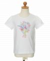 子供服 女の子 綿100％お花モチーフ＆プリントフリル袖Tシャツ オフホワイト(11) トルソー正面