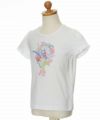 子供服 女の子 綿100％お花モチーフ＆プリントフリル袖Tシャツ オフホワイト(11) トルソー斜め