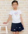 子供服 女の子 綿100％お花モチーフ＆プリントフリル袖Tシャツ オフホワイト(11) モデル画像4