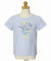 子供服 女の子 綿100％お花モチーフ＆プリントフリル袖Tシャツ ブルー(61) トルソー正面